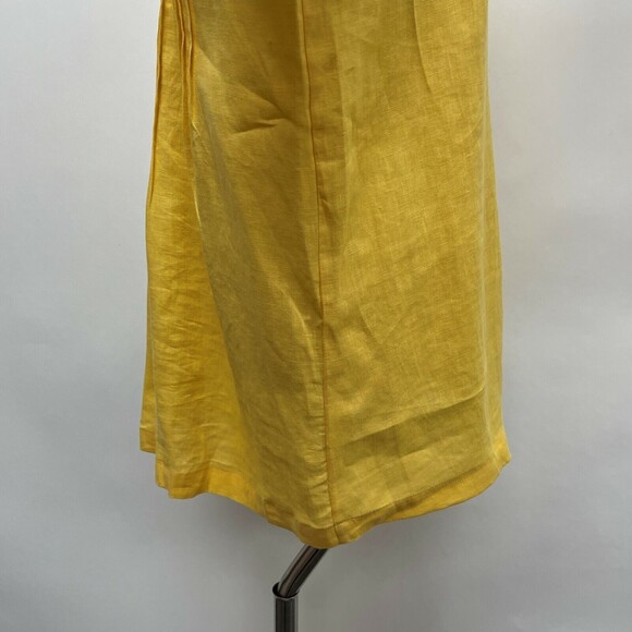 Charter Club Luxury Women's Top Size Medium Yellow 100% Linen Pleated NWT - Picture 3 of 9